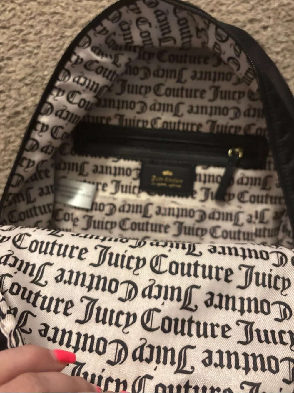 Juicy Couture Kids Black Mini Backpack with Rainbow Zipper/Logo Like New